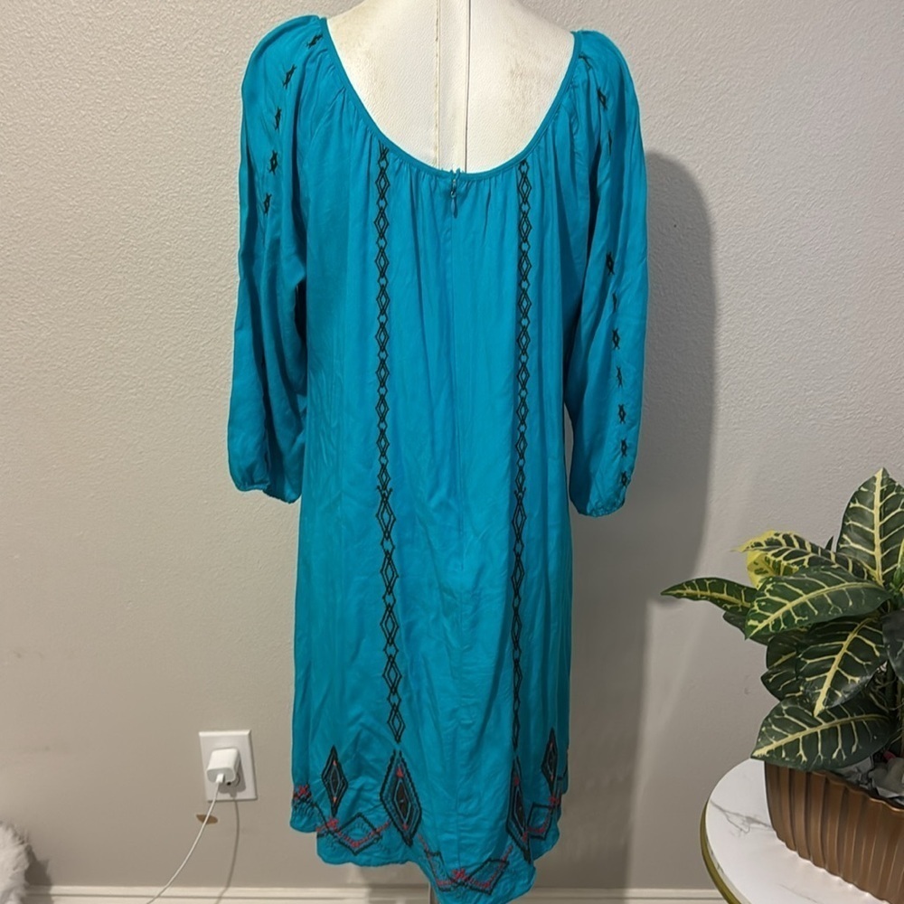Ariat Dress Size Embroidered 3/4 Sleeves Tribal Festival Coastal Cowgirl Boho - Picture 5 of 8